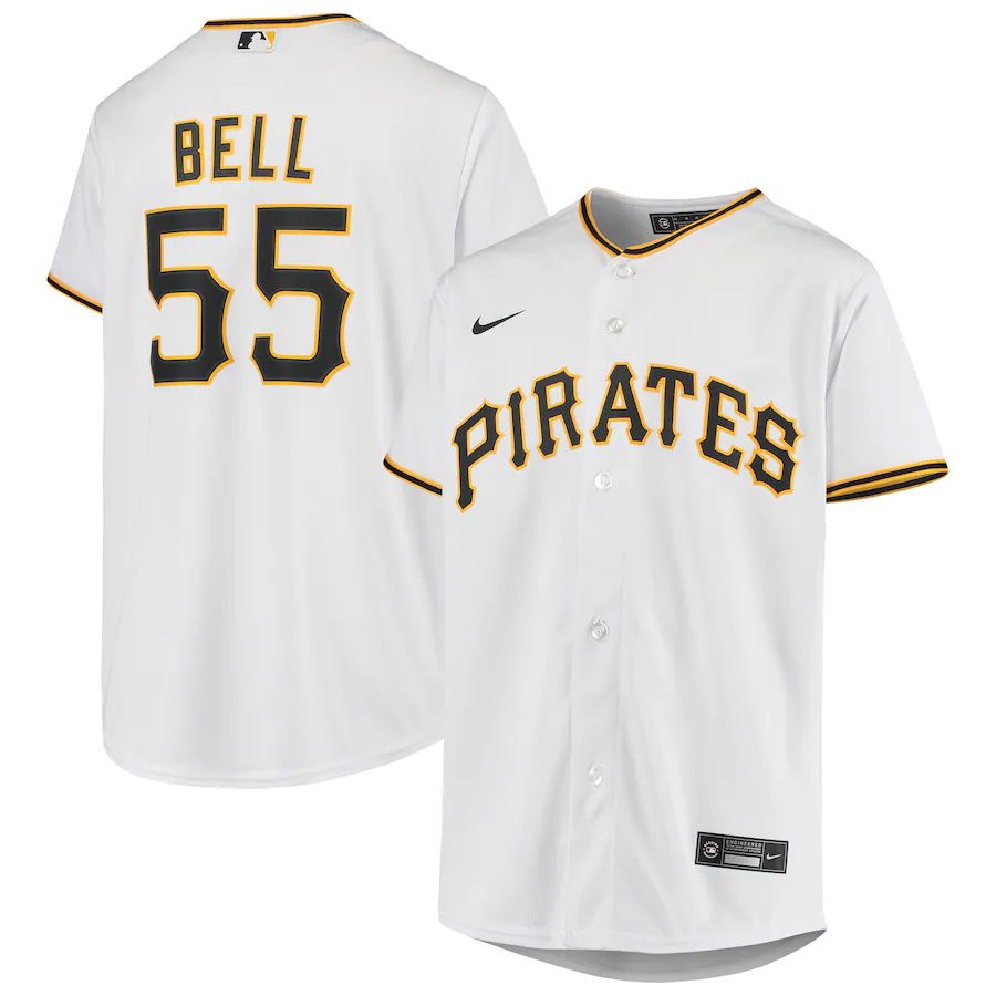 Cheap Youth Pittsburgh Pirates 55 Josh Bell Nike White Home Replica Player MLB Jerseys